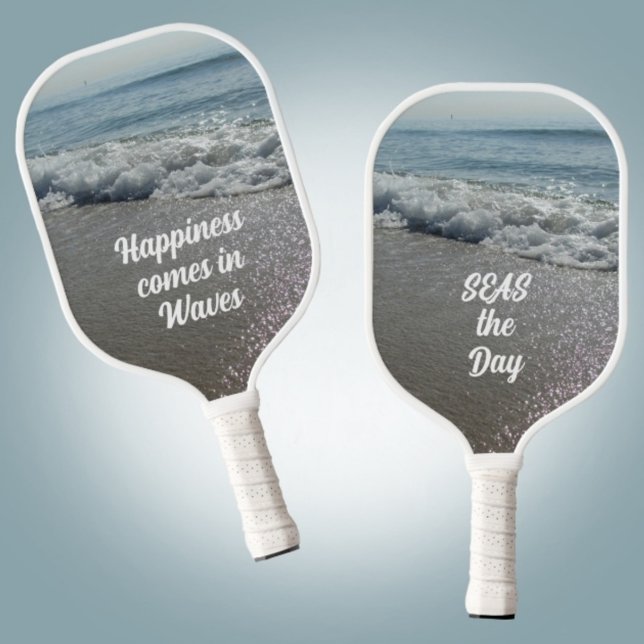 Happiness Comes in Waves SEAS the Day Ocean Wave Pickleball Paddle (Creator Uploaded)