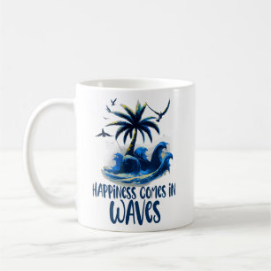 Happiness Comes In Waves Wave Surfer Surf Coffee Mug