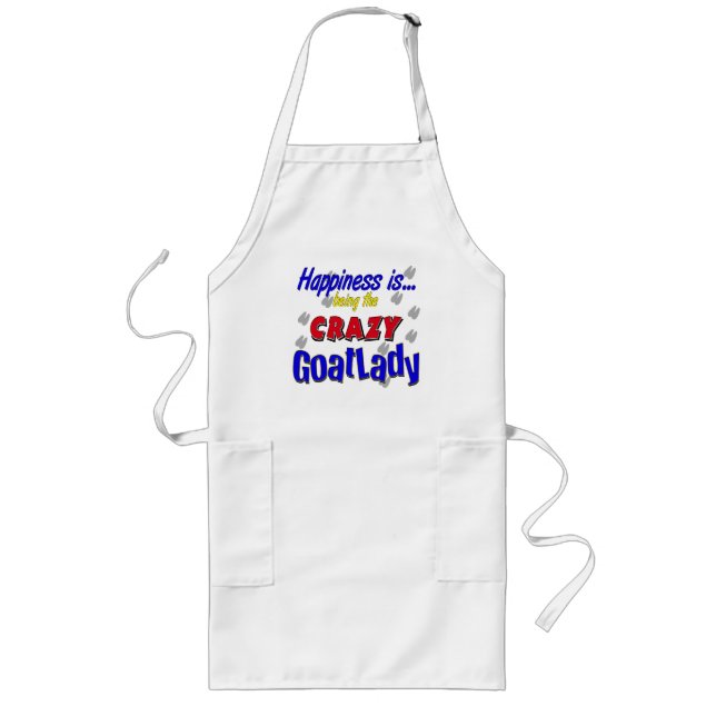 Happiness Crazy Goatlady Long Apron (Front)