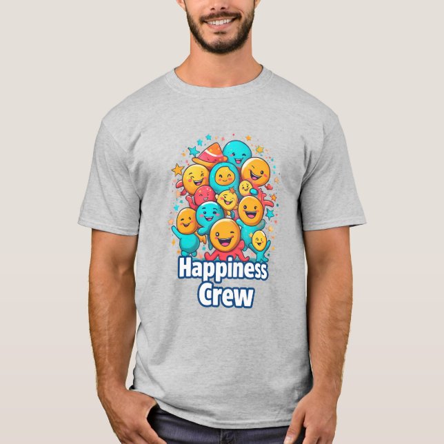 Happiness Crew – Fun Cartoon T-Shirt for Men (Front)
