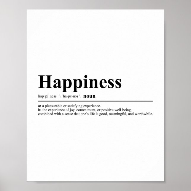 Happiness Definition | Inspirational Quote Poster (Front)