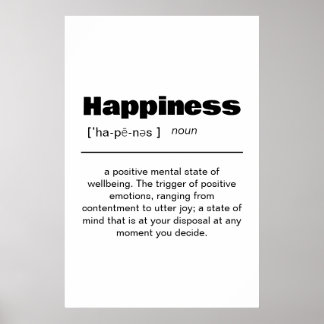 Happiness Definition Poster - Inspirational Wall A