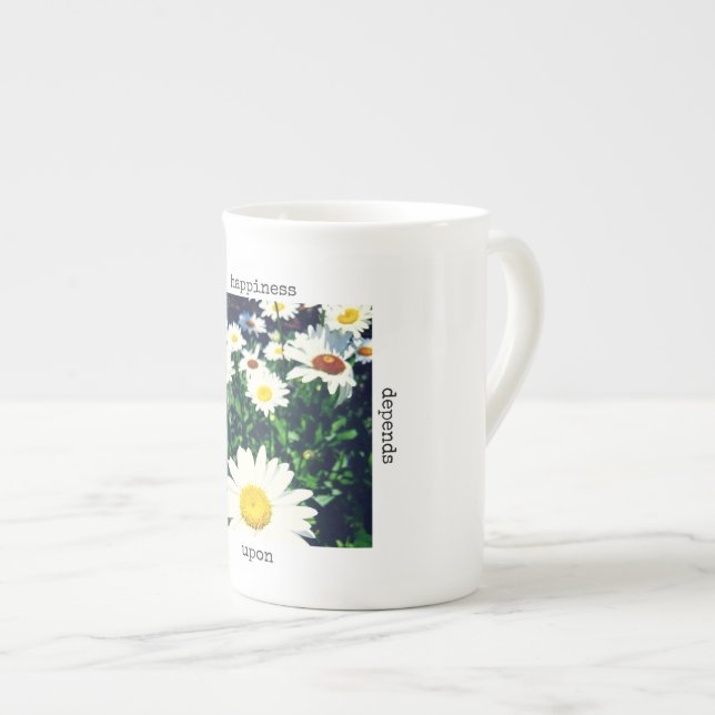 "Happiness Depends Upon Ourselves" Bone China Mug (Front Right)