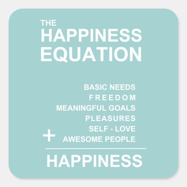Happiness Equation Square Sticker (Front)
