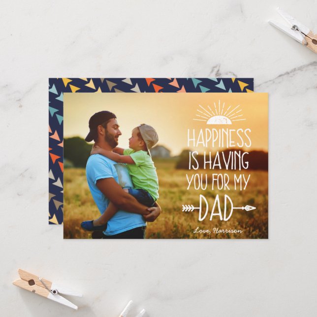 Happiness | Full Photo Father's Day Flat Card (Front/Back In Situ)