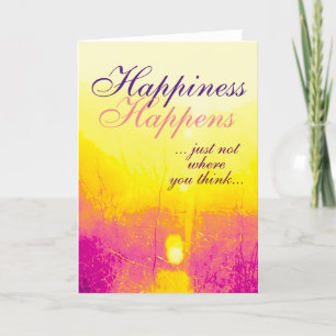 "Happiness Happens" Magenta Yellow Abstract Art Card