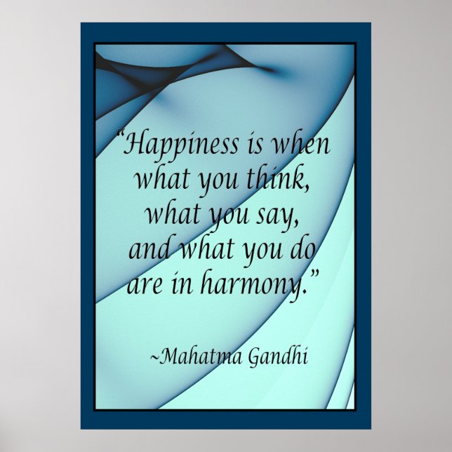 Happiness Harmony Gandhi Citation Poster (Devant)