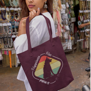 Happiness Has Paws Design Tote Bag