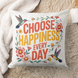 Happiness Hummingbirds Throw Pillow