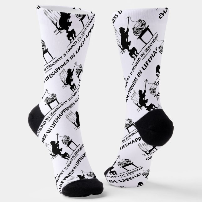 Happiness In Life Is Found In Serendipity Cat Fish Socks (Angled)
