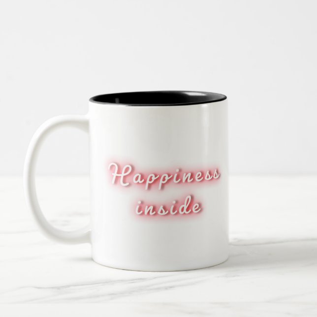 Happiness inside neon glow typography Quote Two-Tone Coffee Mug (Left)