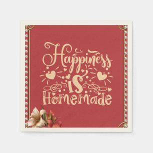 Happiness inspirational Quote Elegant Pearl Border Napkin