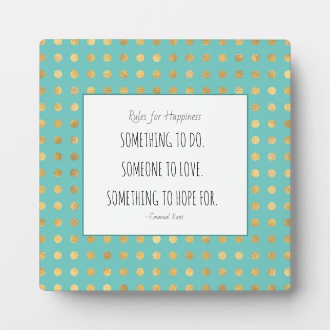 Happiness Inspired Turquoise Gold Tabletop Plaque (Front)