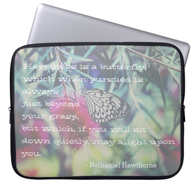 Happiness is a Butterfly - Inspiring Quote Laptop Sleeve (Front)