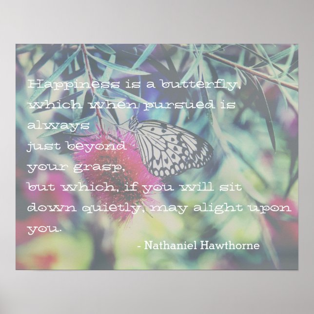Happiness is a Butterfly - Inspiring Quote Poster (Front)