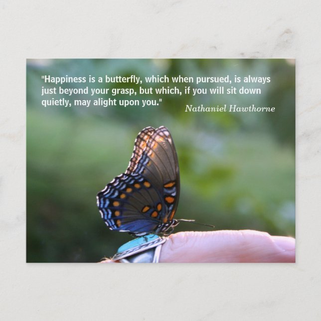 "Happiness Is A  Butterfly" Quote & Photography Postcard (Front)
