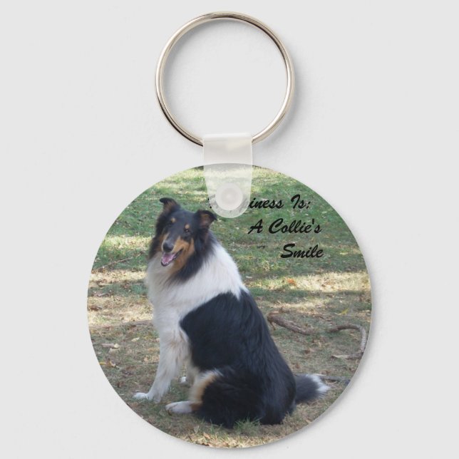 Happiness Is: A Collie's Smile Keychain (Front)