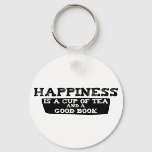 Happiness is a Cup of Tea and a Good Book Keychain