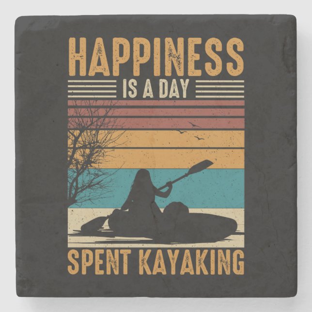 Happiness is a Day Spent Kayaking Stone Coaster (Front)