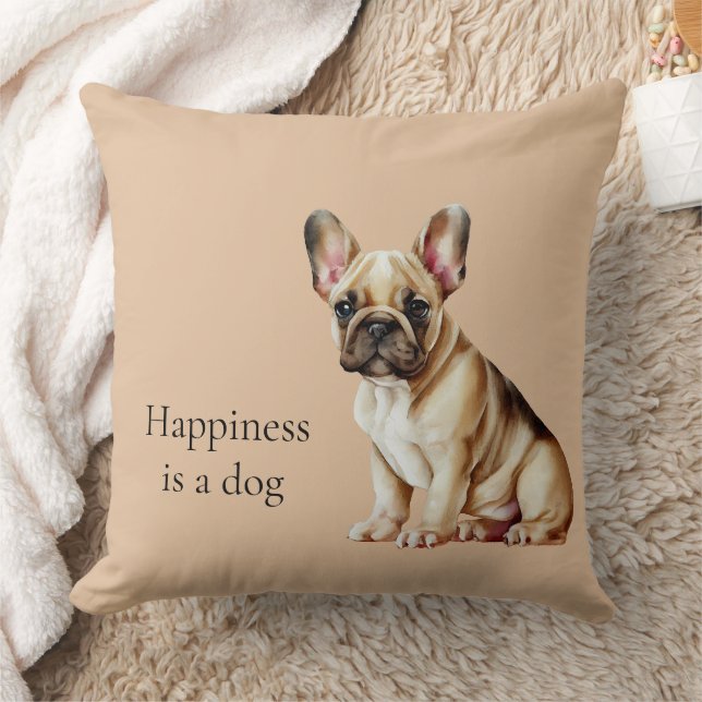 Happiness is a Dog Throw Pillow (Blanket)