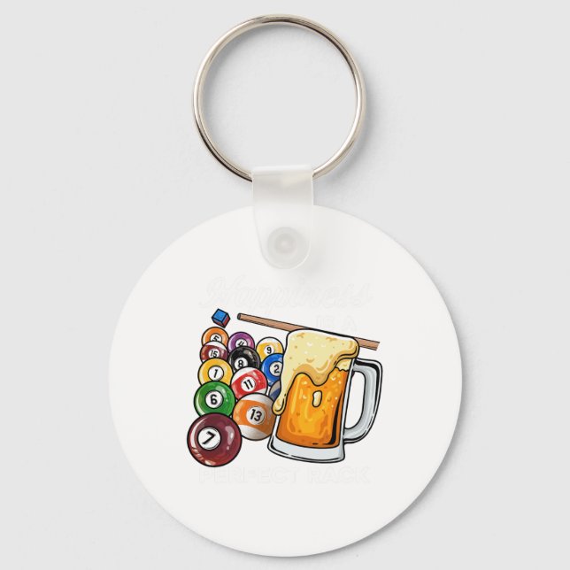 Happiness Is A Perfect Rack I Pool Billiards Playe Keychain (Front)