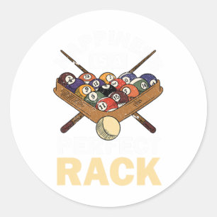 Happiness Is A Perfect Rack Pool Player Pool Cue B Classic Round Sticker