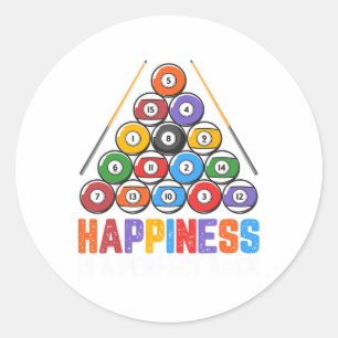 Happiness Is A Perfect Rack - Snooker Pool Player Classic Round Sticker