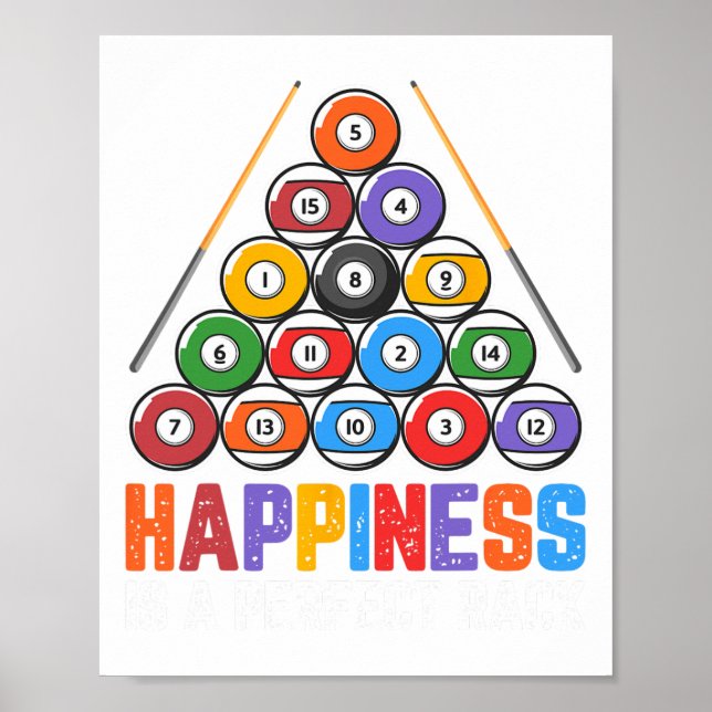 Happiness Is A Perfect Rack - Snooker Pool Player  Poster (Front)