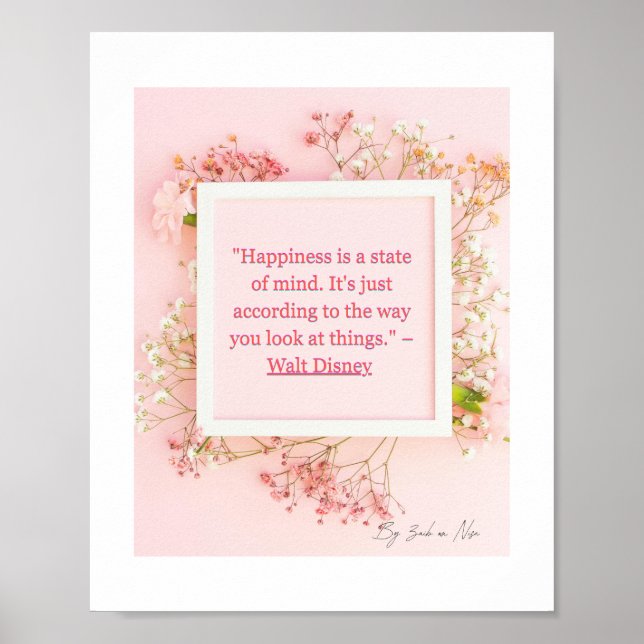 Happiness Is a State of Mind Positive Quote Poster (Front)
