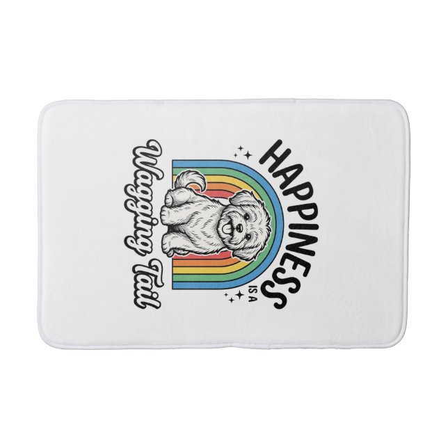 Happiness Is a Wagging Tail Dog Lover Design_1 Bath Mat (Front)
