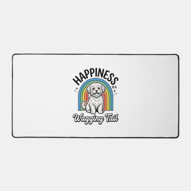 Happiness Is a Wagging Tail Dog Lover Design_1 Desk Mat (Front)