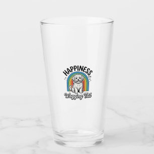 Happiness Is a Wagging Tail Dog Lover Design_1 Glass
