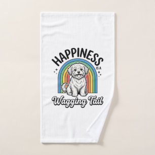 Happiness Is a Wagging Tail Dog Lover Design_1 Hand Towel