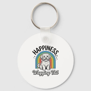 Happiness Is a Wagging Tail Dog Lover Design_1 Keychain