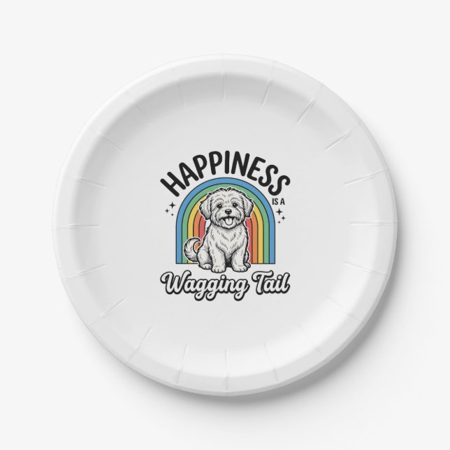 Happiness Is a Wagging Tail Dog Lover Design_1 Paper Plate (Front)