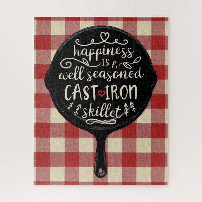 Happiness is a Well Seasoned Cast Iron Skillet Jigsaw Puzzle (Vertical)