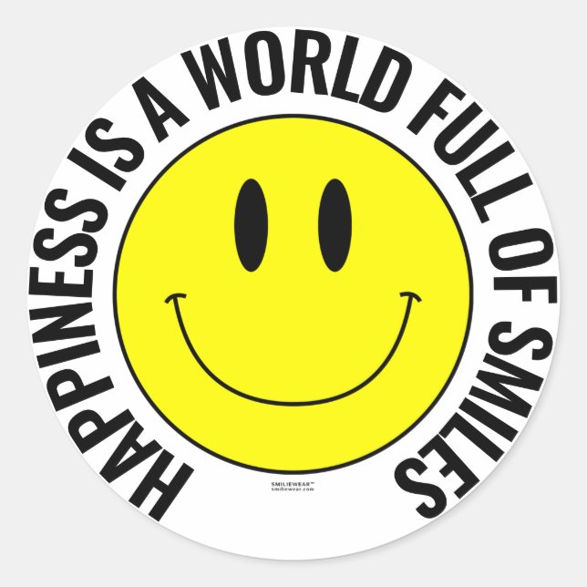 Happiness Is A World Full Of Smiles Smilie Sticker (Front)