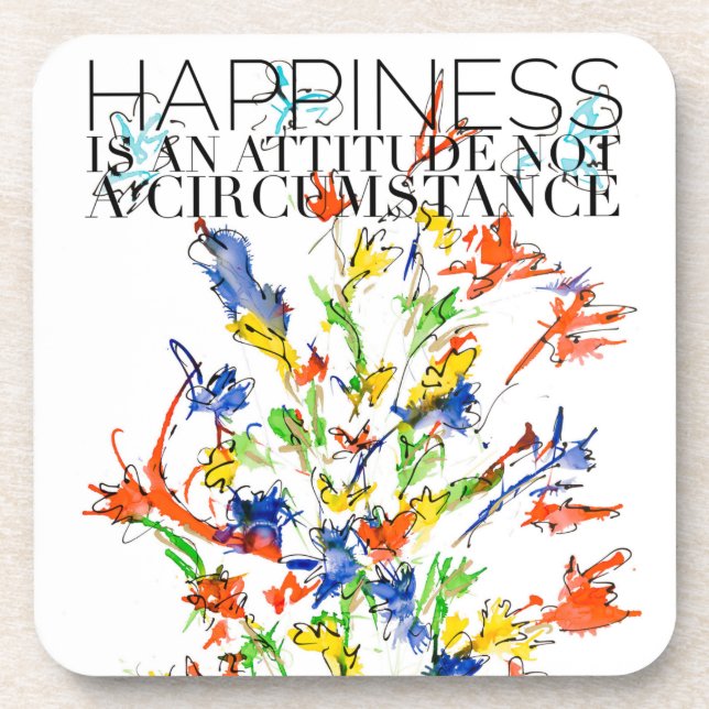 Happiness is an Attitude Fluttering Lovitude Coaster (Front)