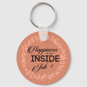 Happiness Is An Inside Job Blush Wreath Keychain