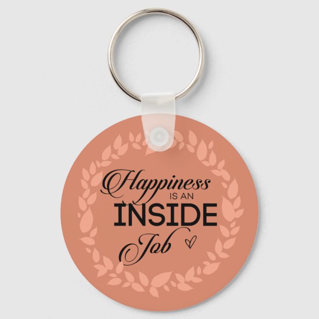 Happiness Is An Inside Job Blush Wreath Keychain (Front)