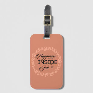 Happiness Is An Inside Job Blush Wreath Luggage Tag