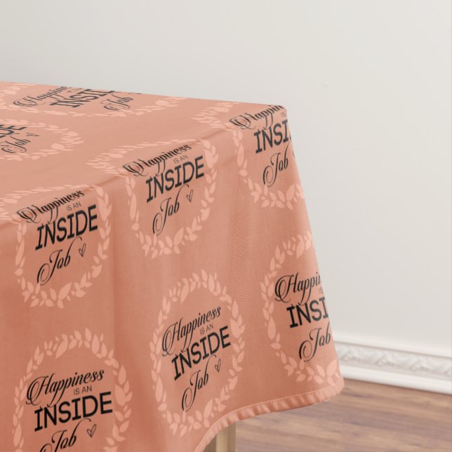 Happiness Is An Inside Job Blush Wreath Tablecloth (In Situ)