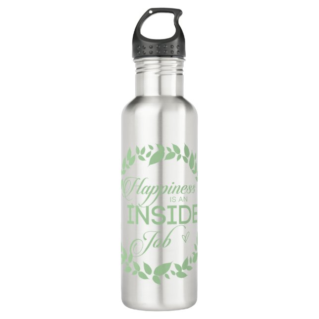 Happiness Is An Inside Job Green Wreath 710 Ml Water Bottle (Front)