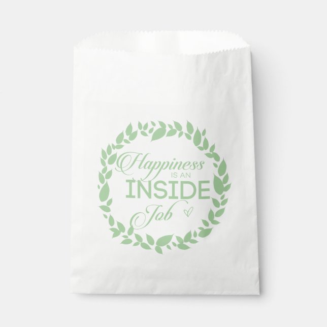 Happiness Is An Inside Job Green Wreath Favour Bag (Front)