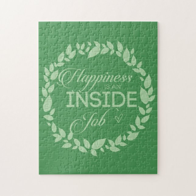 Happiness Is An Inside Job Green Wreath Jigsaw Puzzle (Vertical)
