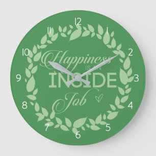 Happiness Is An Inside Job Green Wreath Large Clo Large Clock