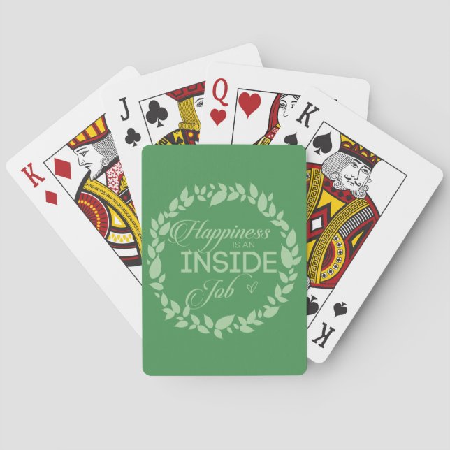 Happiness Is An Inside Job Green Wreath Playing Cards (Back)
