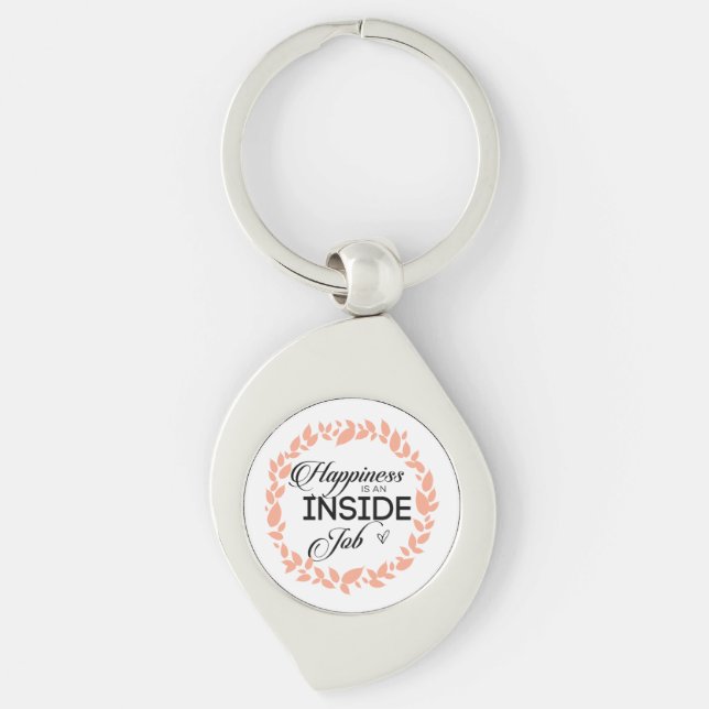 Happiness Is An Inside Job Wreath Keychain (Front)