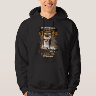 Happiness Is An Old Man With A Beer Chihuahua Sitt Hoodie