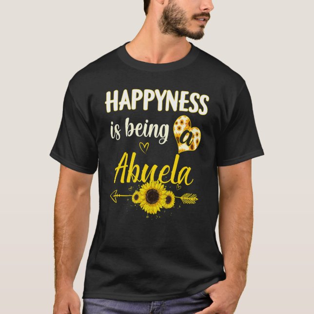Happiness Is Being A Abuela Sunflower Grandma Moth T-Shirt (Front)